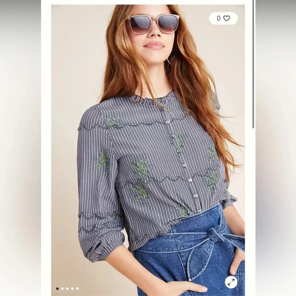 Dolan Stella Embroidered Blouse Small